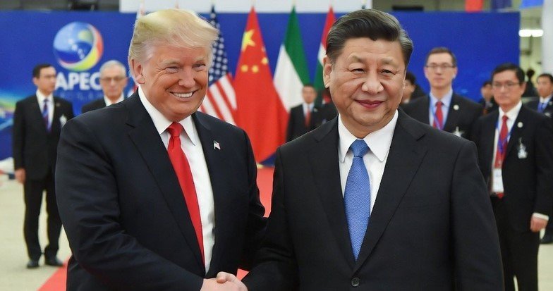 US President Donald Trump shaking hands with Chinese President Xi Jinping
