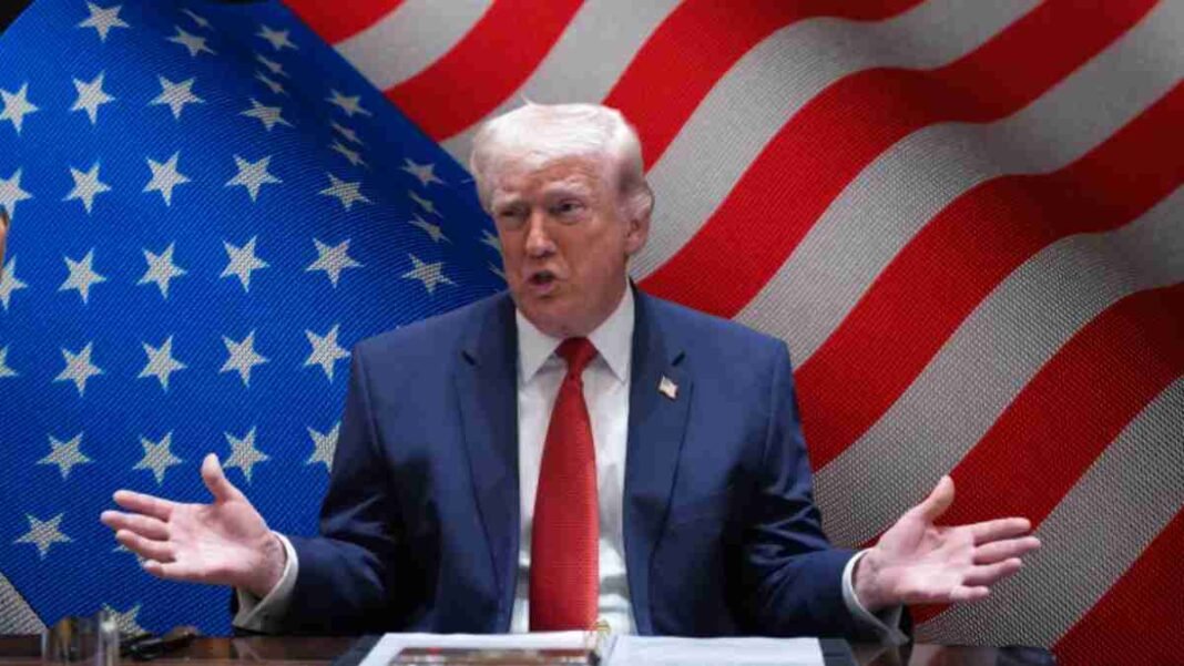 Donald Trump speaking about delaying Iran energy strikes during official statement