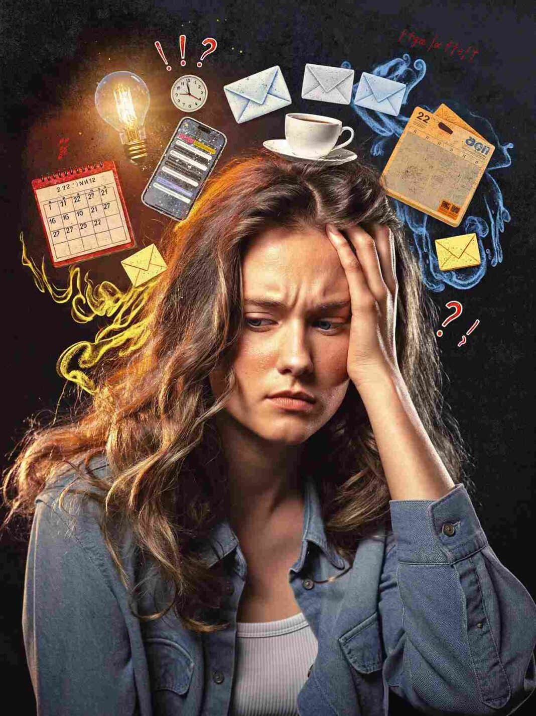 woman with distracted mind showing early signs of dementia and mental confusion