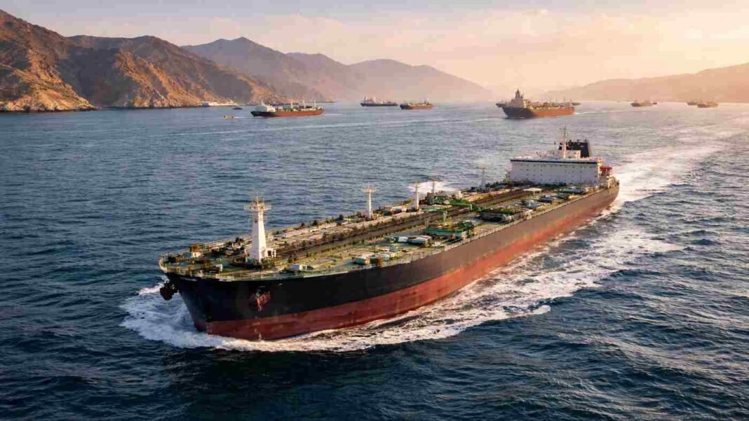 Iran Plans New Strait of Hormuz Shipping Rules oil tanker sailing through Strait of Hormuz shipping route