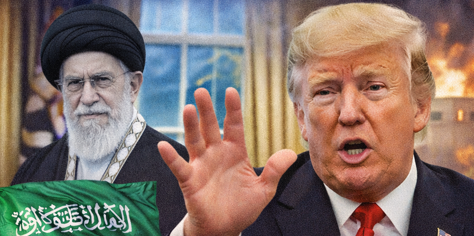 News graphic showing President Trump warning of a hardline successor amid Iran leadership crisis, with Ayatollah Khamenei
