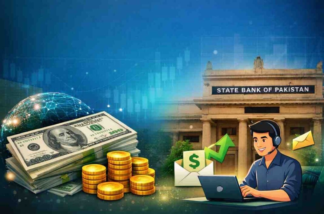 Freelancer with dollars and bank