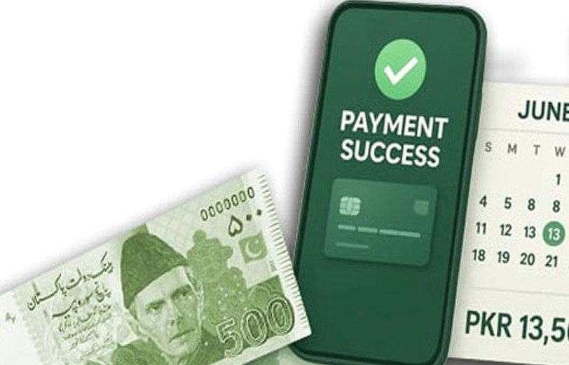 Mobile phone showing payment successful notification with 500 rupee note beside it