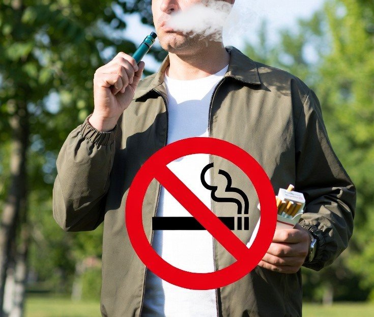 Quitting Smoking with E-Cigarettes: What Science Says About it? Adult using an e-cigarette to quit smoking