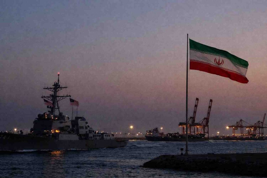 US Navy Iran Port Blockade at 7 PM US Navy ship near Iranian port during Iran port blockade