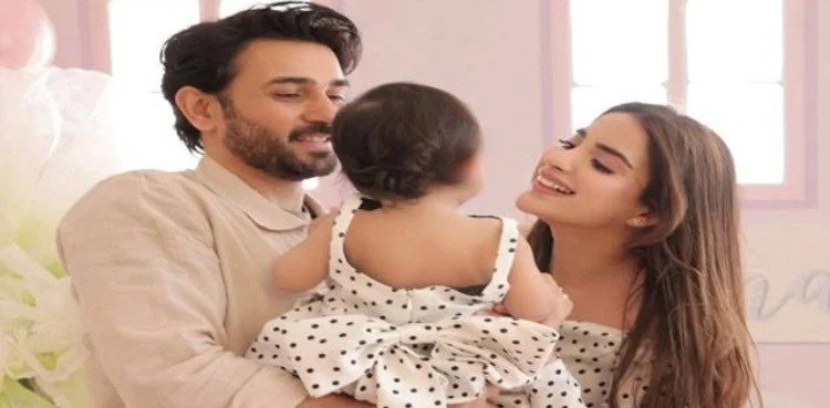 aboor Aly with husband Ali Ansari and daughter Serena at birthday celebration