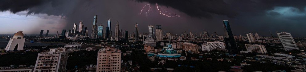 Thunderstorm clouds over Karachi city before heavy rain
