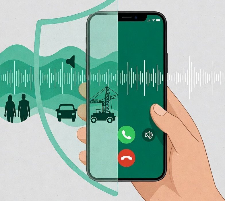 WhatsApp noise cancellation feature reducing background noise during a voice call
