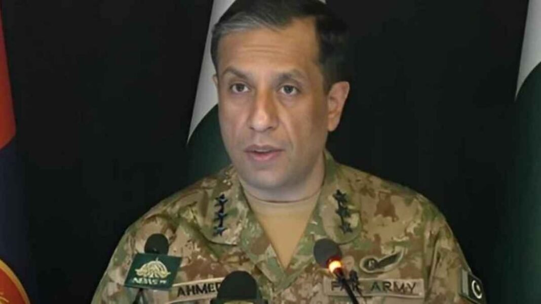 DG ISPR Lieutenant General Ahmed Sharif Chaudhry addresses media during 7th May press conference