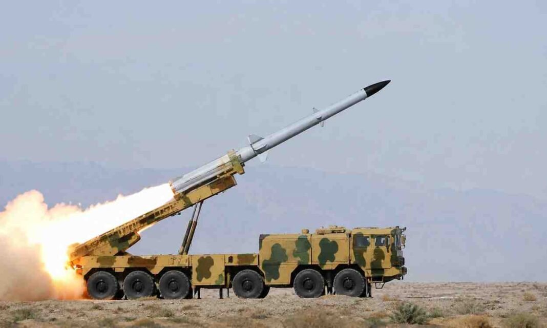 Pakistan launches Fatah-4 missile during a military training exercise in a desert area