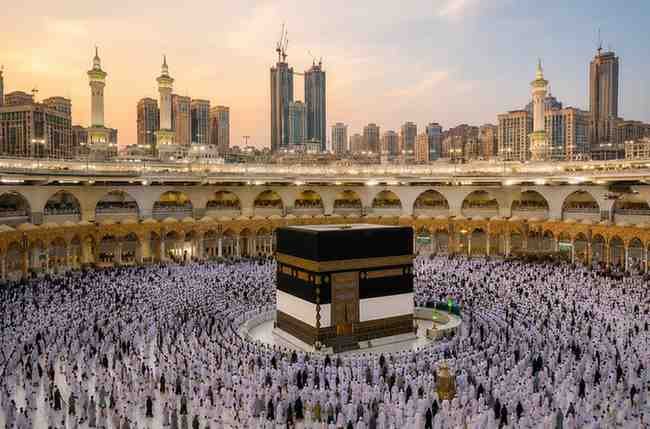 Pilgrims performing Tawaf around the Kaaba during Hajj in Mecca