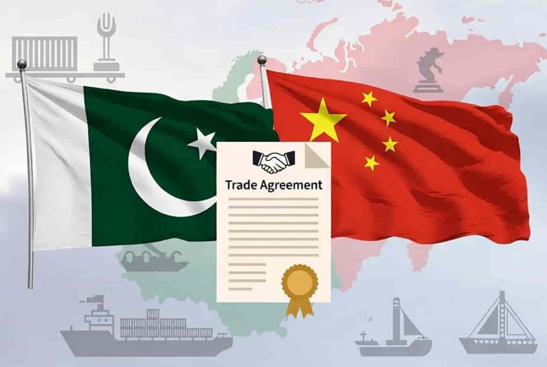 Pakistan and China flags displayed side by side symbolizing bilateral trade agreements and economic cooperation