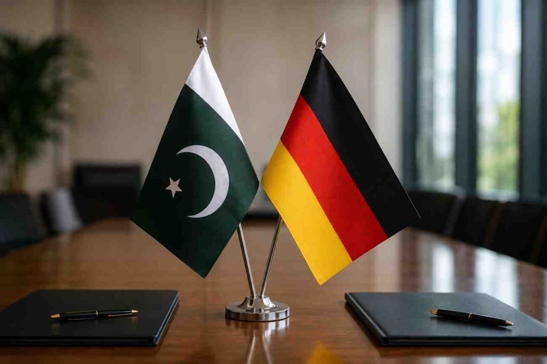 Officials from Pakistan and Germany during the signing ceremony of a new development cooperation agreement in Islamabad.