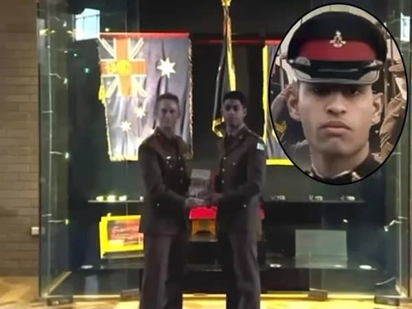 akistani cadet Sardar Arsalan Abbas receiving “Overall Best Foreign Military Cadet” award at Royal Military College Australia during passing out parade ceremony.