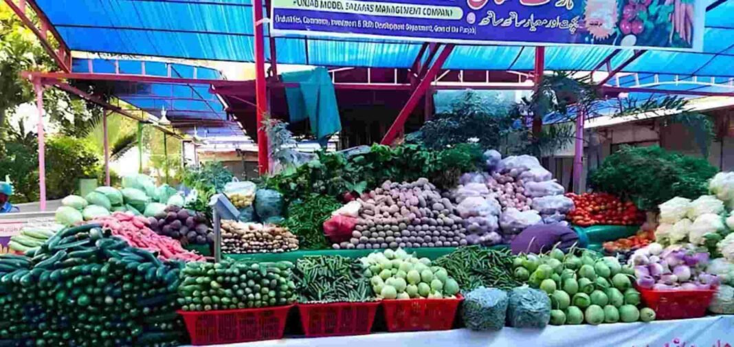 Sahulat Bazaar vegetables and fruits stall Punjab