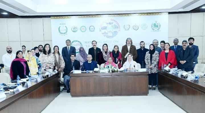 Health officials and junior doctor attend a national healthcare conference in Pakistan