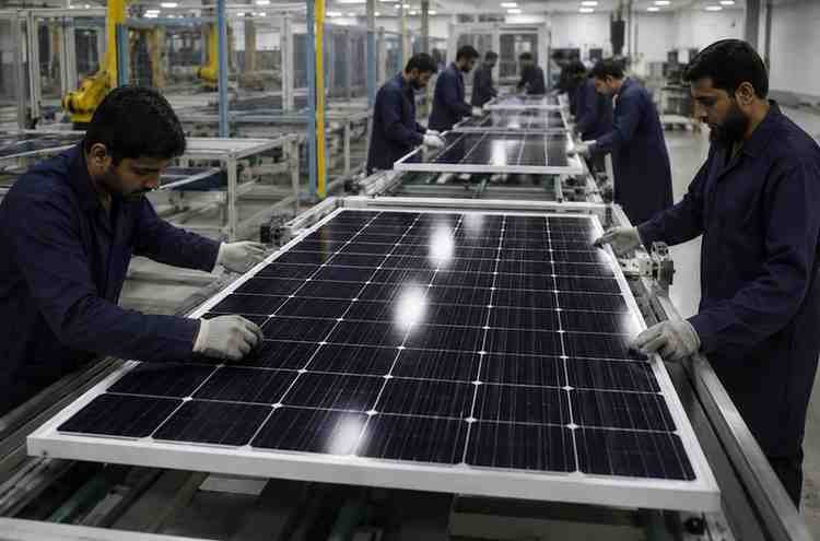 Pakistan Backs Local Solar Industry Workers assemble solar panels at a local manufacturing facility in Pakistan.
