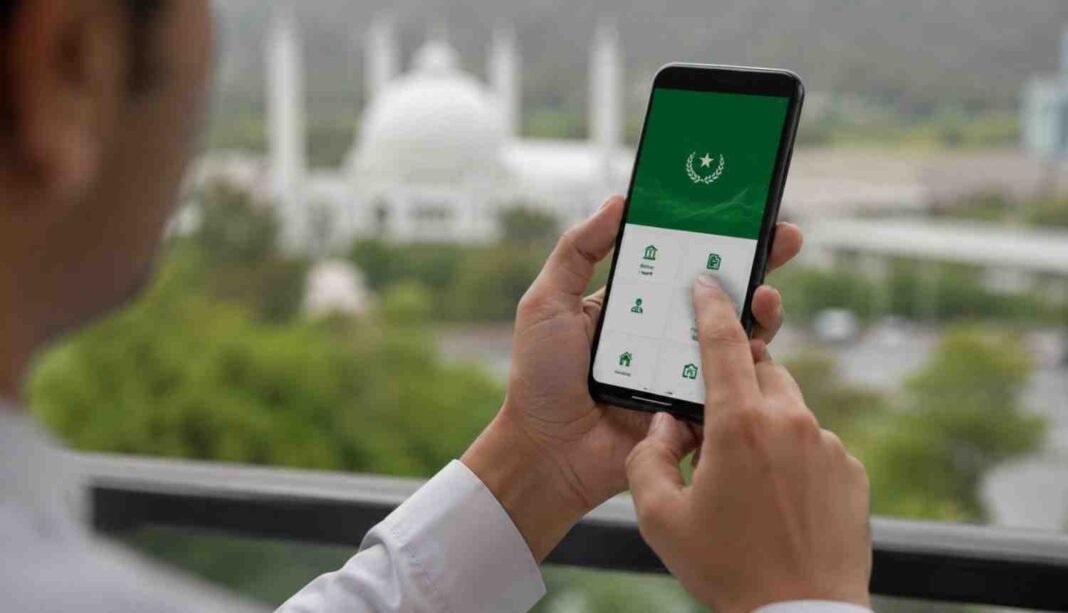 Citizen uses Pak App on a smartphone in Islamabad.