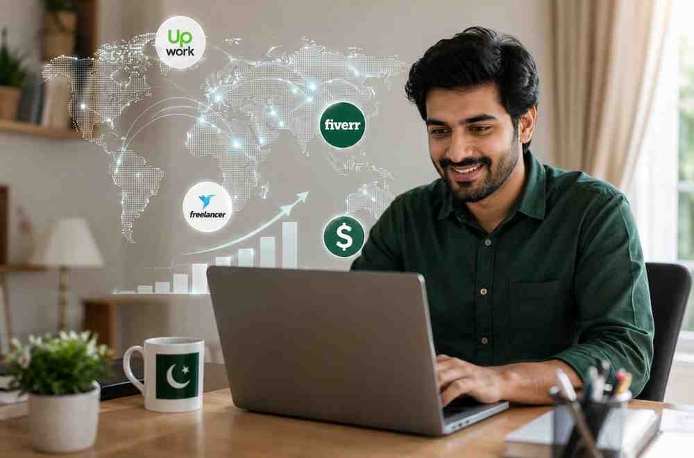 Pakistani freelancer working online and earning through global digital platforms