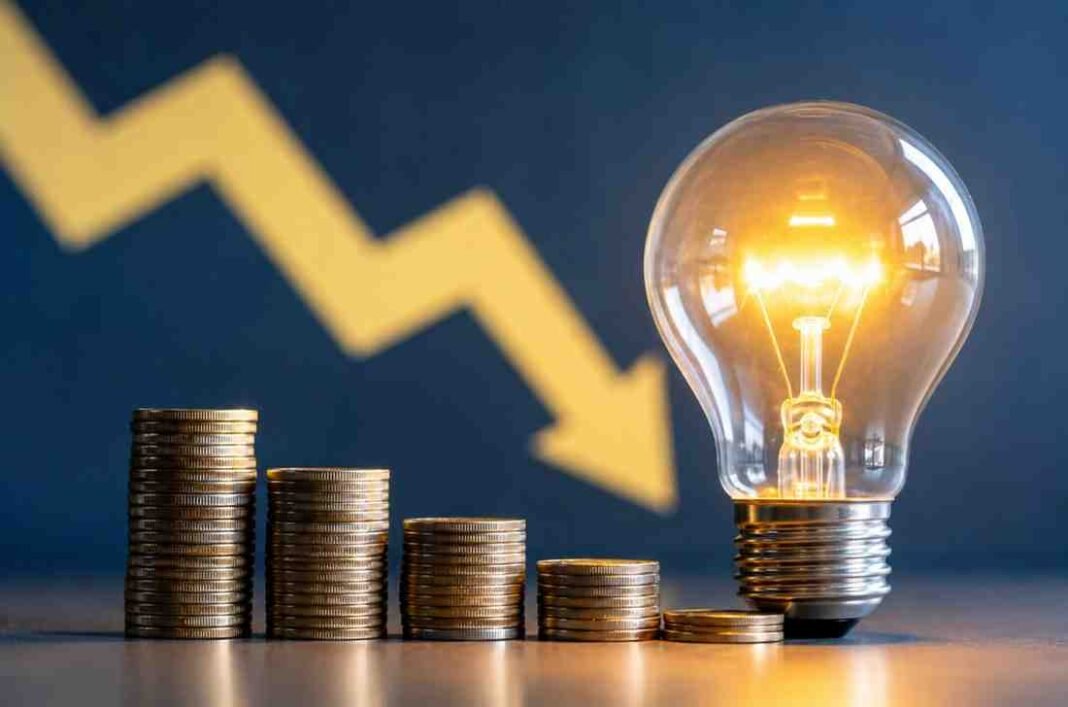 Electricity bulb and stacked coins symbolizing lower power prices in Pakistan.