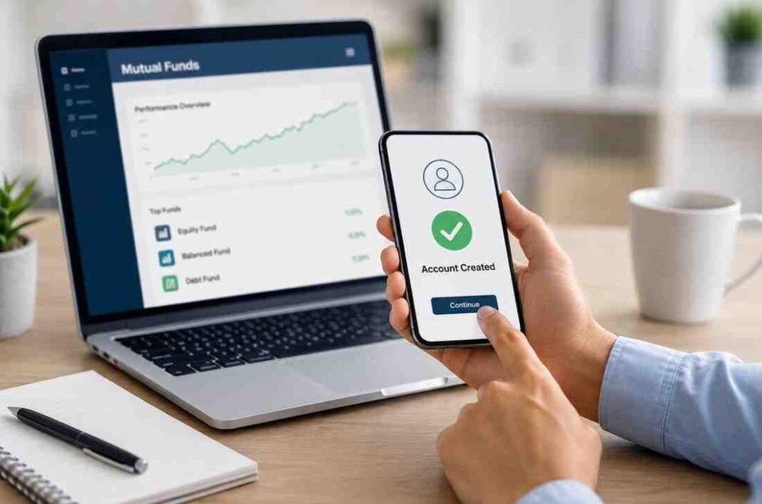digitalaccount Investor opening a digital mutual fund account online
