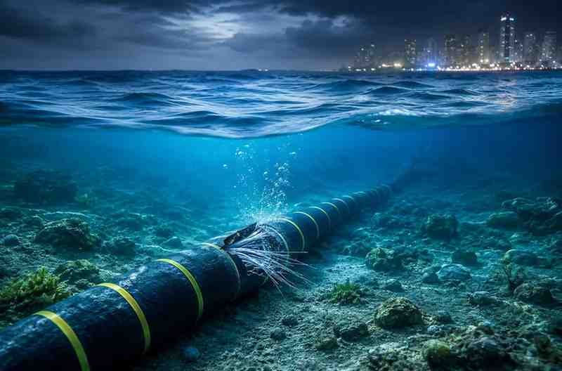 Damaged SMW-5 submarine internet cable causing internet disruption in Pakistan.
