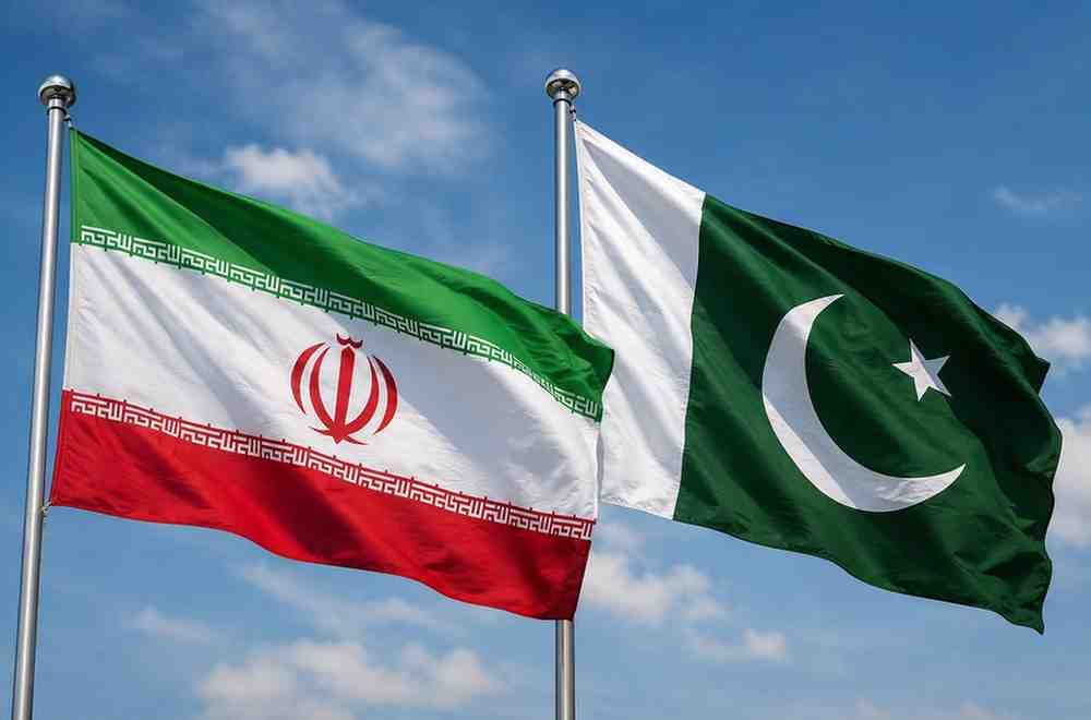 Iran and Pakistan flags representing renewed diplomatic talks.