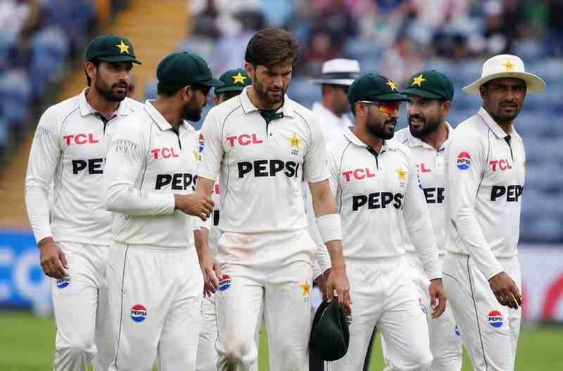 Pakistan Test cricket players walk together during a match ahead of the West Indies and England tours.