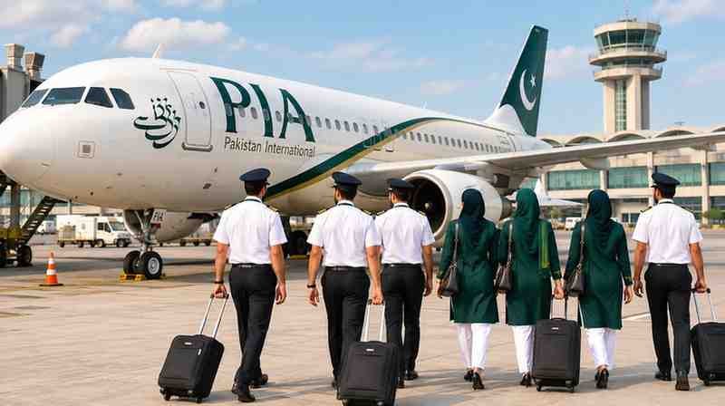 Good News! PIA Announces Bonus for Employees PIA employees walking toward aircraft at airport