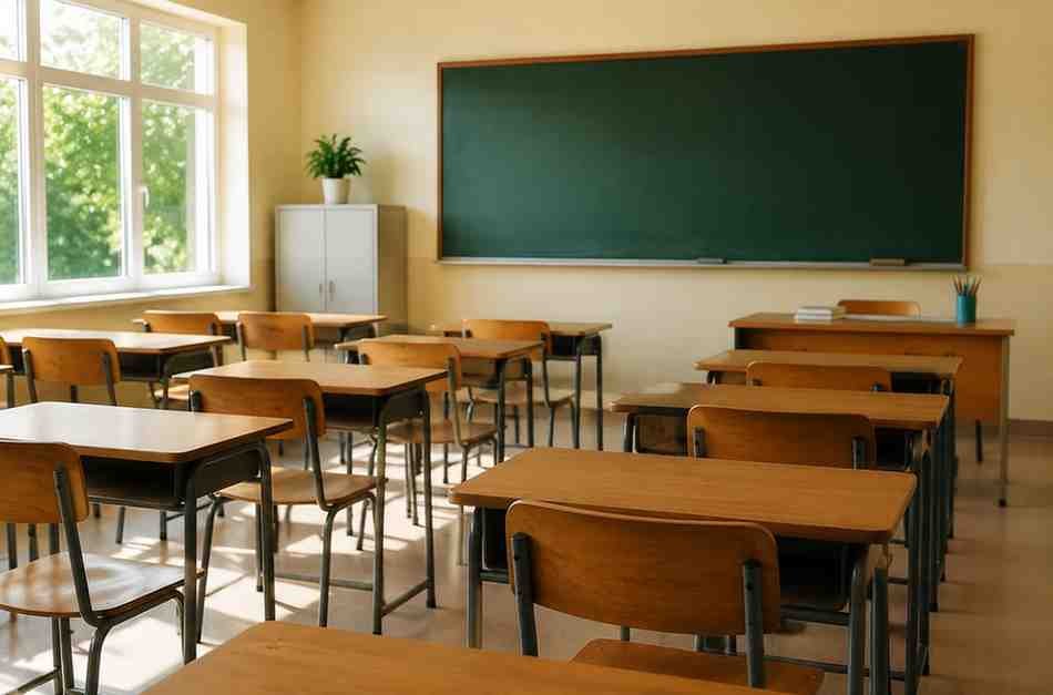 Empty classroom representing Punjab school summer vacation update