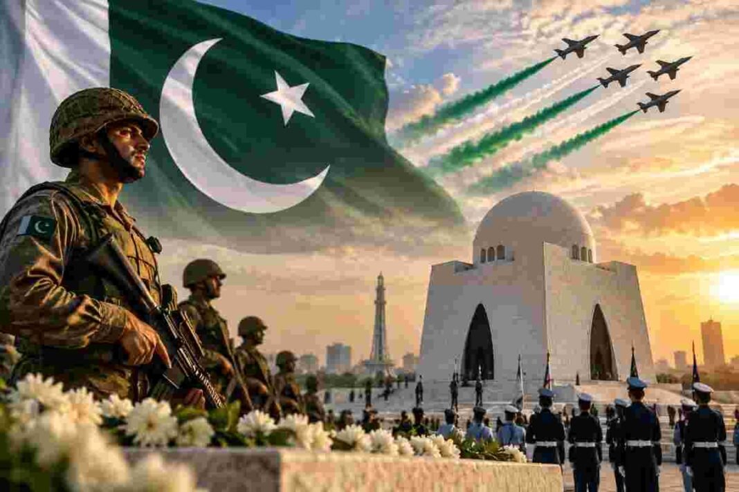 Pakistan Defence Day Celebrations Begin with National Pride Pakistan Defence Day 2026 celebration with soldiers, national flag, and tribute ceremony