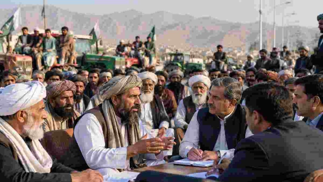 Farmers End Long March After Govt Talks Farmers Alliance talks with government delegation during long march negotiations in Quetta