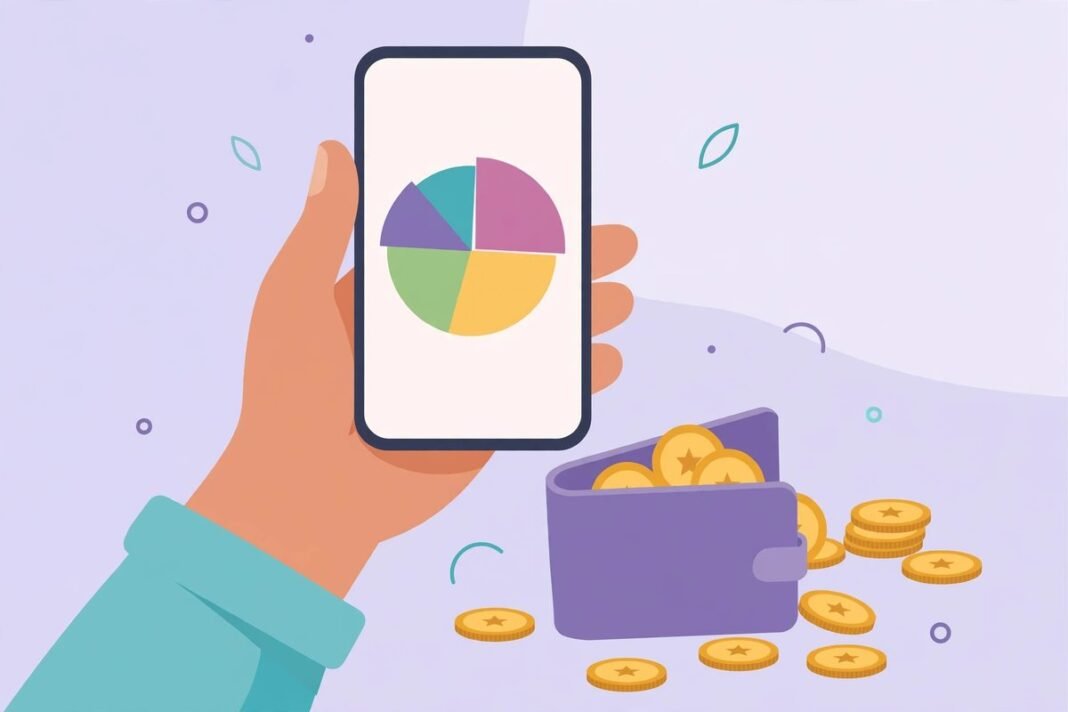 Best Budgeting Apps for 2026 Smartphone showing a budgeting app with spending charts and savings goals