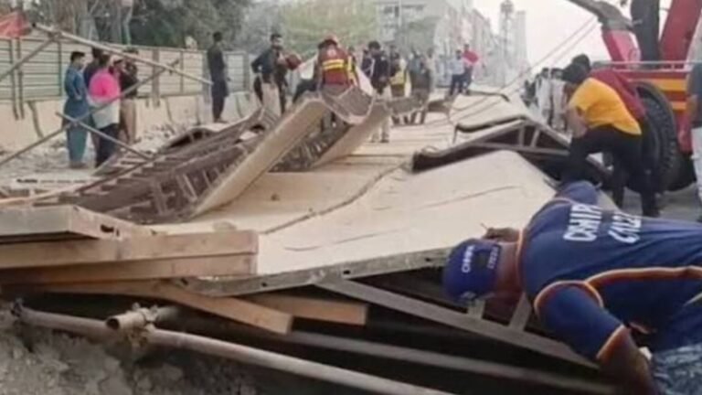 Security Guard Killed as Red Line Bridge Structure Collapses in Gulshan-e-Iqbal Security Guard Killed as Red Line Bridge Structure Collapses in Gulshan-e-Iqbal