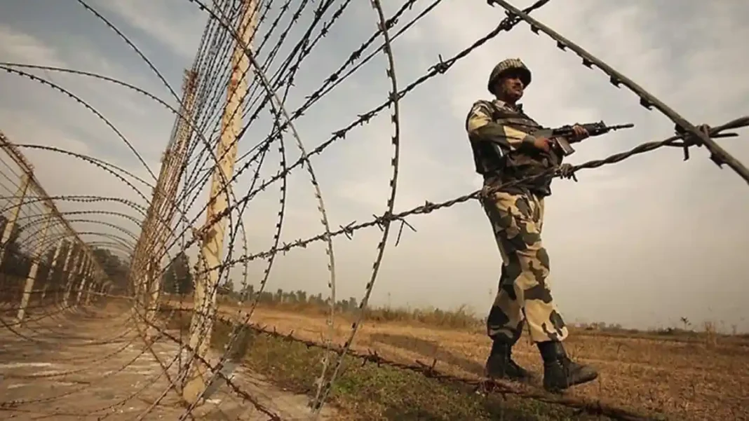 Four Youths Killed as Landmine Explodes Near LoC in Hajira Hajira landmine explosion: a soldier patrols a fenced section of the Line of Control in Azad Jammu and Kashmir