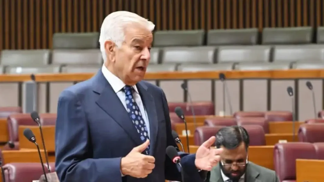 Asif Sees Progress in Tehran Talks on Gulf War Defence Minister Khawaja Asif speaking in the National Assembly, amid Tehran talks progress