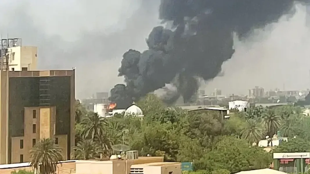 Airstrike on Gold Mine on Sudan-Egypt Border Kills at Least 72 Miners, Rights Group Says Sudan gold mine airstrike: black smoke rises over Khartoum in this file photo from Sudan's war, which has pushed civilians into informal gold mining