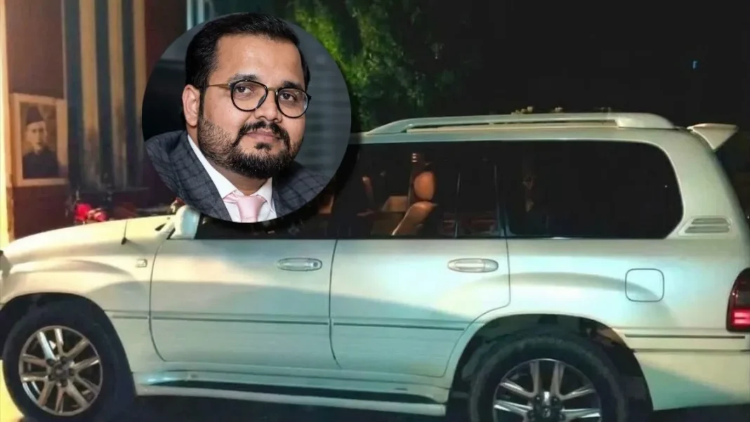 Faisalabad businessman killed after chasing his stolen car to Jaranwala Road Faisalabad businessman carjackers: portrait of Muhammad Rehan Ashraf with the stolen vehicle