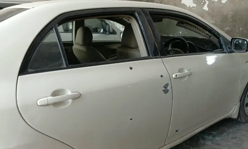 Brother of K-P MPA and three guards kidnapped in Swabi night raid Swabi kidnapping: damaged vehicle of MPA Abdul Karim Tordher after the night raid
