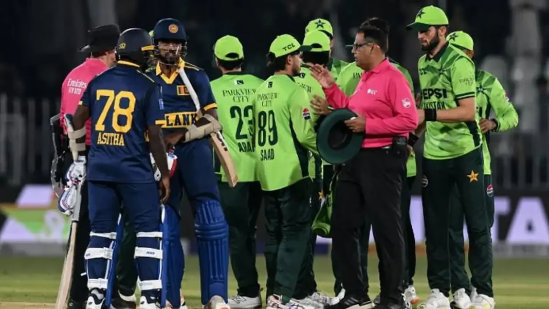 ICC Fines Pakistan and Sri Lanka for Slow Over-Rates in Tri-Series Opener Pakistan Sri Lanka slow over-rate fine - players shake hands after the tri-series opener in Rawalpindi