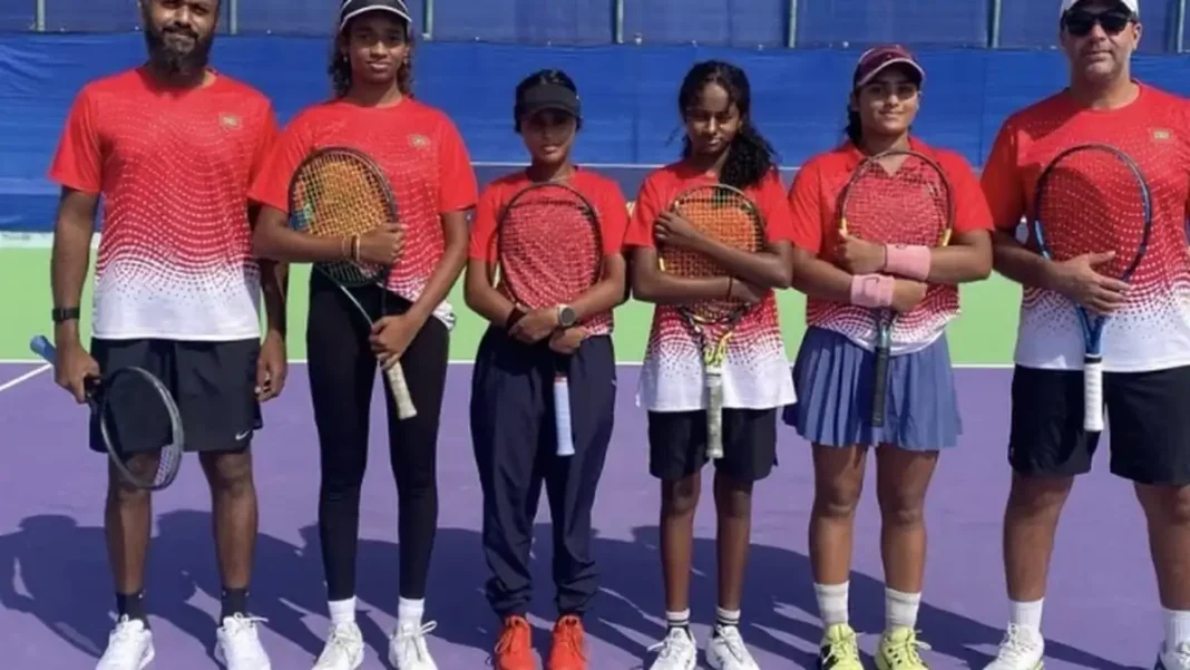 Pakistan hosts first Billie Jean King Cup tennis event BJK Cup Pakistan: Maldives tennis team at the PTF Tennis Complex, Islamabad