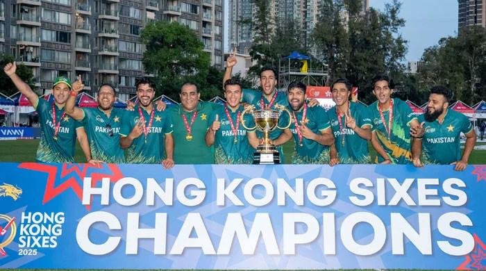 Abbas Afridi to lead Pakistan’s title defence at Hong Kong Sixes 2026 Pakistan team celebrating the Hong Kong Sixes title ahead of their Hong Kong Sixes 2026 title defence