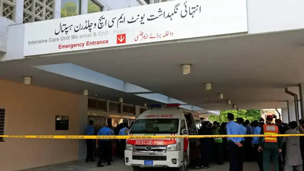 PM Orders Inquiry Into Pims Over Fire Safety Failures Ambulance outside the Pims Mother and Child Health Centre emergency entrance, Pims fire safety inquiry