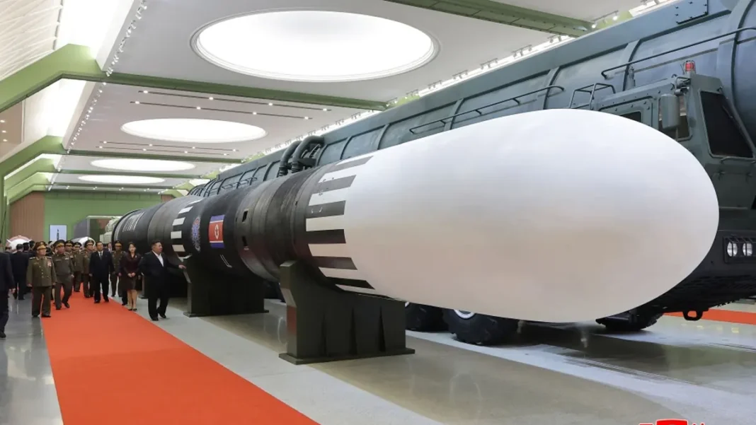 North Korea says it tested AI-guided torpedo system Kim Jong Un tours a North Korean defence museum beside a large weapon on display