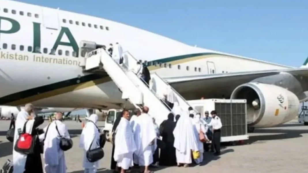 Umrah Vaccination Deadline Extended to October 25 for Peshawar Pilgrims Umrah vaccination deadline — Umrah pilgrims in ihram boarding a PIA aircraft