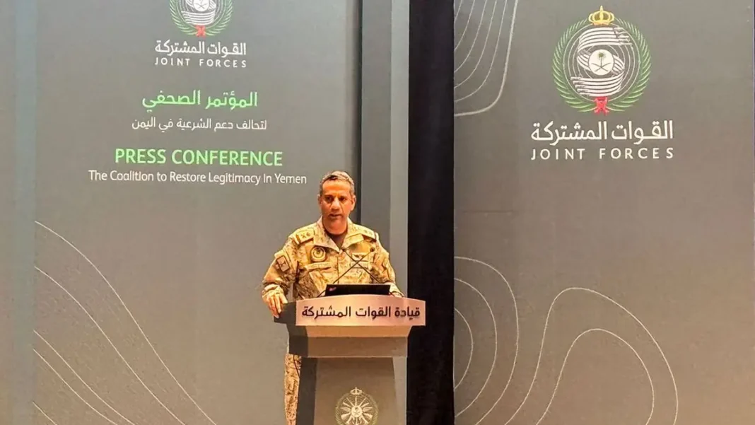 Saudi-led coalition says it intercepted five drones over Madinah and Eastern Province Saudi coalition spokesman Turki al-Malki at a press briefing as the Saudi coalition intercepts drones over the kingdom
