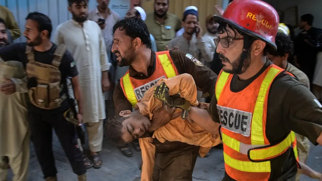 Former KP government accused of weakening school laws after Peshawar school roof collapse Rescue worker inside the collapsed school building after the Peshawar school roof collapse