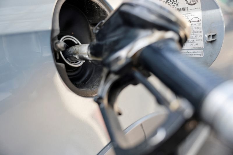 Oil prices fall nearly 3% as Europe weighs releasing diesel and crude stockpiles Diesel pump nozzle as oil prices fall on stock release talks