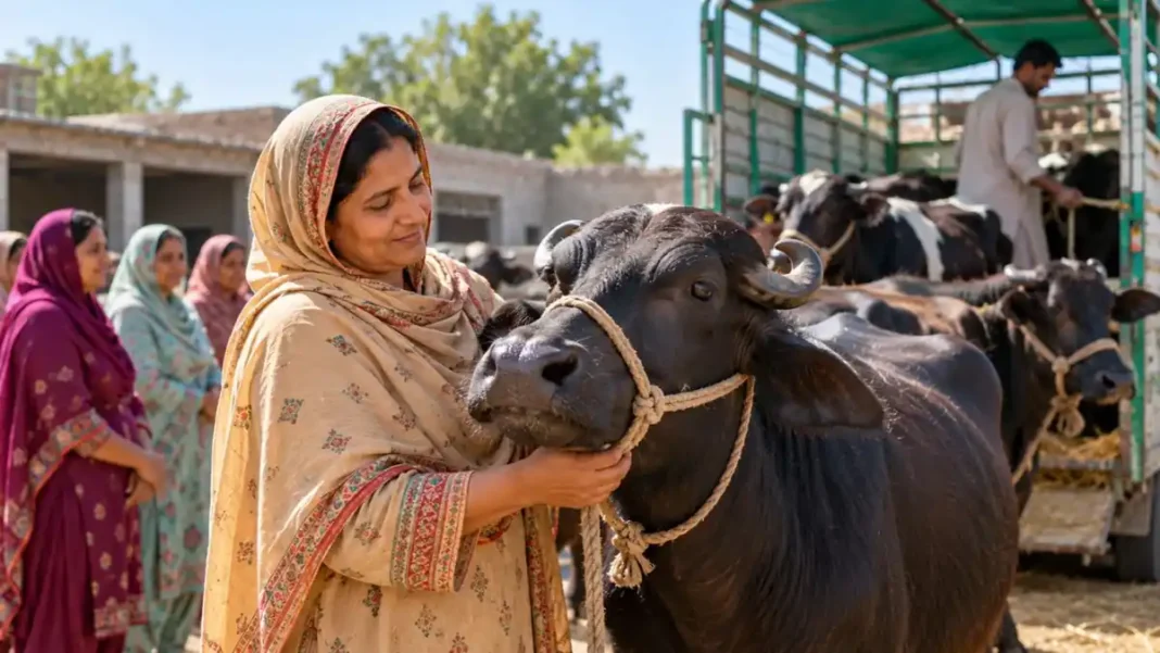 Punjab’s animal exports jump 43pc as farmers eye Rs11bn earnings Punjab animal exports - woman livestock farmer with buffalo