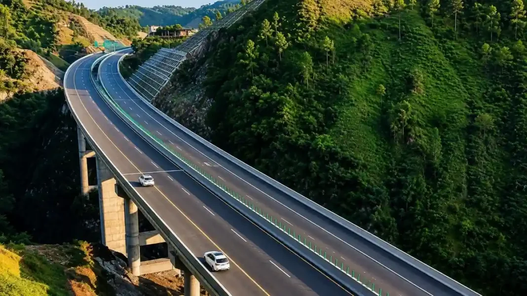 Rs900 Million Approved for Hazara Motorway Repairs An elevated motorway through green hills, Hazara Motorway repairs